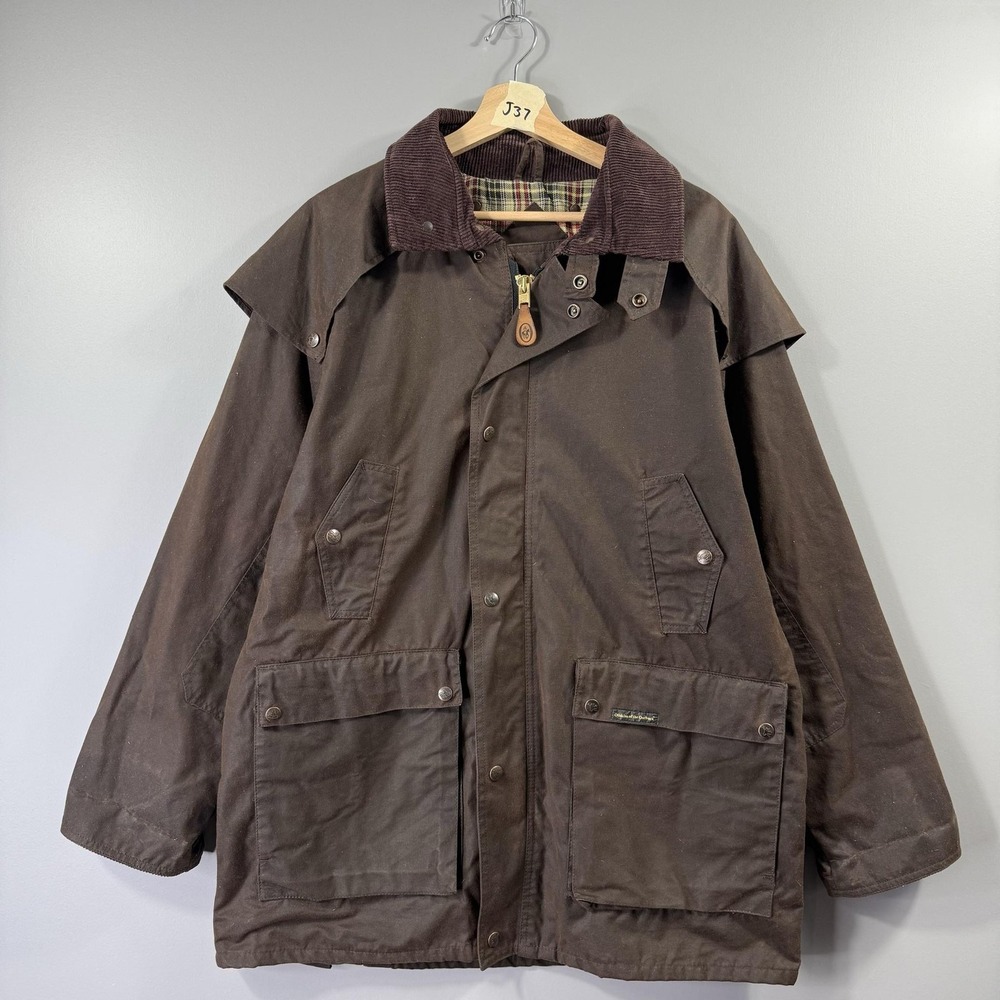Outback Trading Company Coat Mens Large Wax Brown Oilskin Countryman Canvas Rain